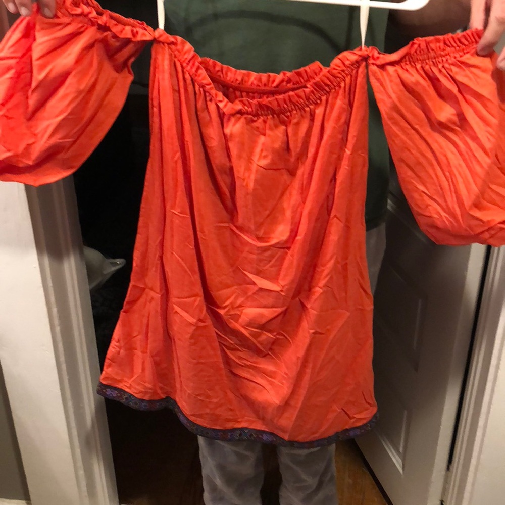 Orange & Purple Off the shoulder size small dress